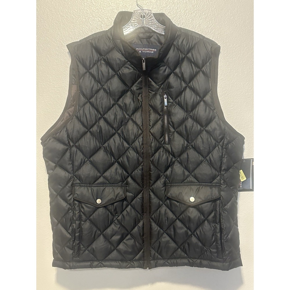 Roundtree & Yorke Men's Thermoluxe Quilted Puffer Vest Black Size XL NWT $149